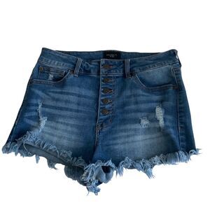 Celebrity Pink high-waist button fly distressed mini shorts